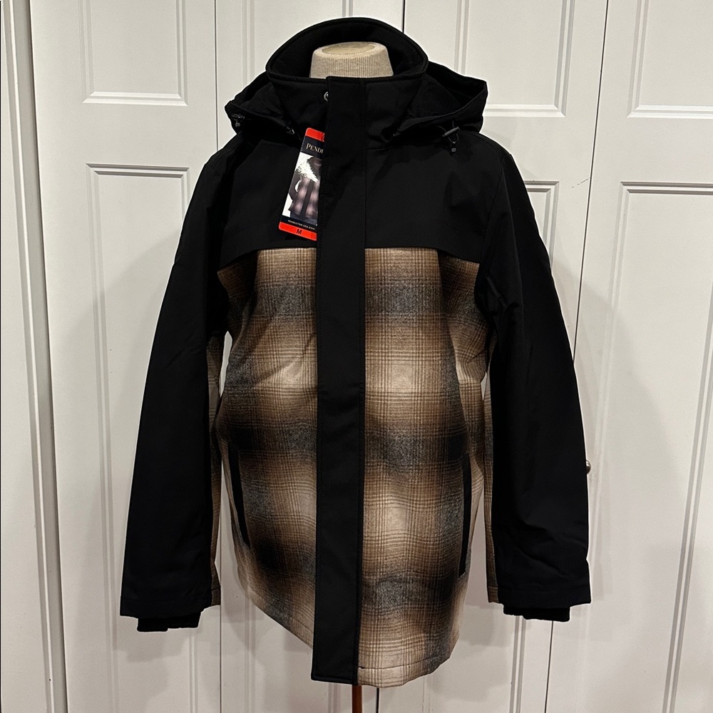 Pendleton Hooded Softshell & Wool Blend Jacket Removeable Hood Size M Black NWT